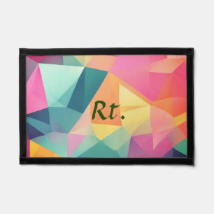 Colorful abstract geometric shapes add letter name pennant