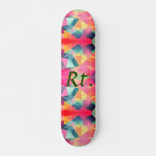 Colorful abstract geometric shapes add letter name skateboard