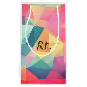 Colorful abstract geometric shapes add letter name small gift bag
