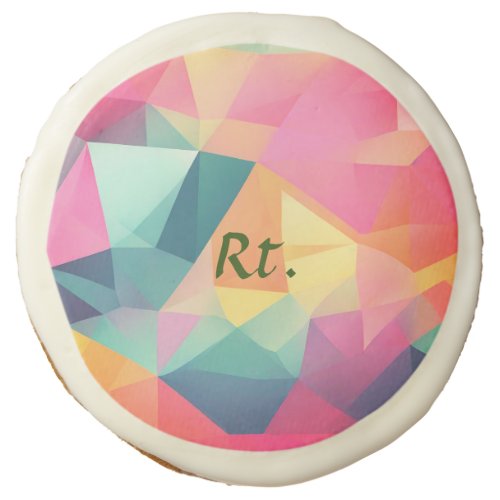 Colorful abstract geometric shapes add letter name sugar cookie