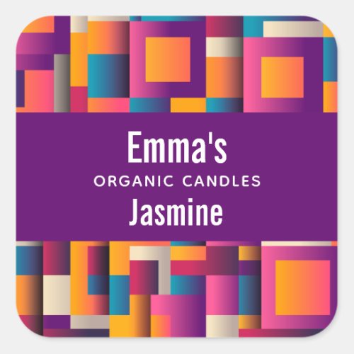 Colorful Abstract Geometric Shapes Candle Business Square Sticker