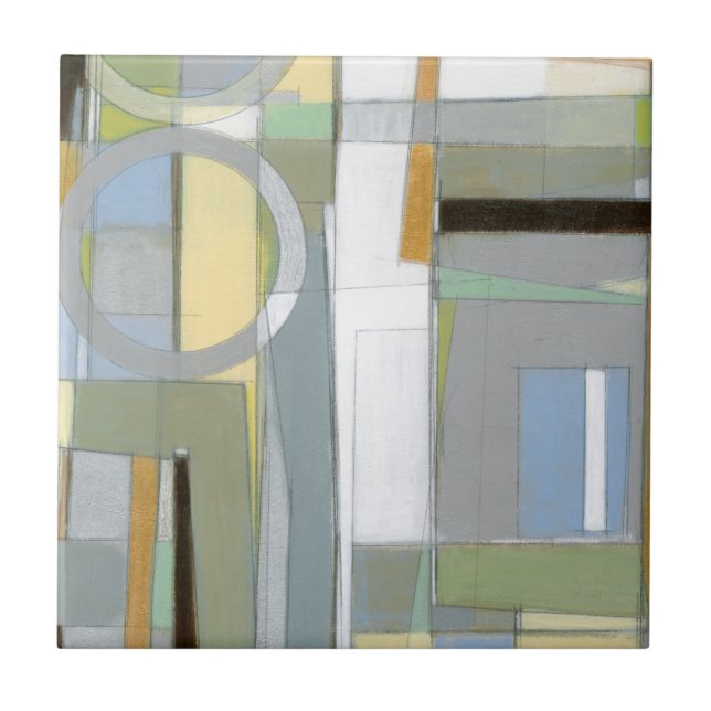 Colorful Abstract Geometric Shapes Ceramic Tile (Front)