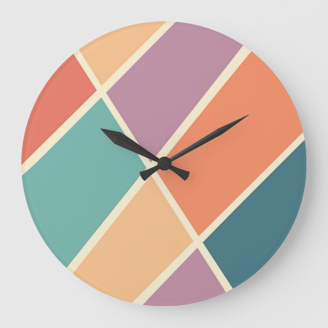 Colorful abstract geometric shapes design large clock (Front)