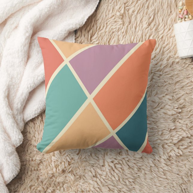 Colorful abstract geometric shapes design throw pillow (Blanket)