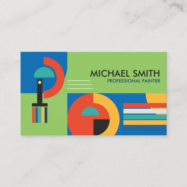 Colorful Abstract Geometric Shapes Painter Business Card (Front)