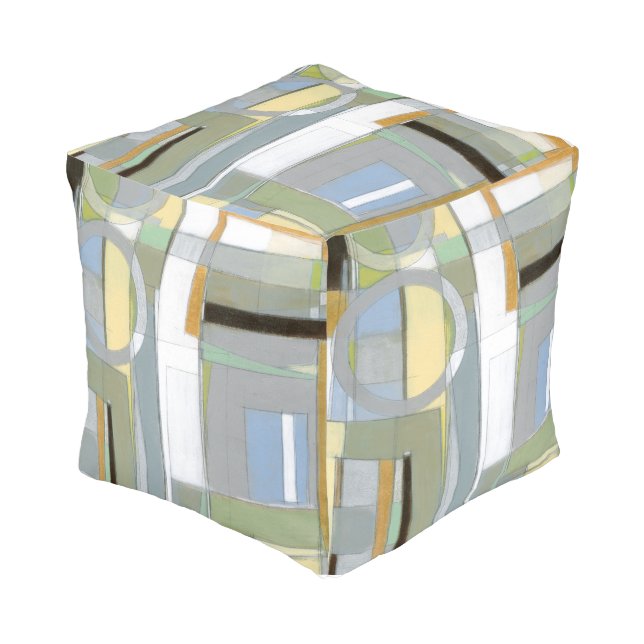 Colorful Abstract Geometric Shapes Pouf (Angled Front)