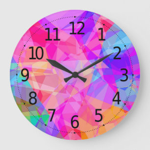 Colorful Abstract Geometric Shapes Prism Pattern Large Clock