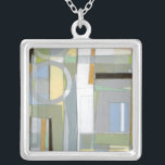 Colorful Abstract Geometric Shapes Silver Plated Necklace<br><div class="desc">A Norman Wyatt original,  this print shows colorful abstract geometric shapes overlapping each other. A very avant garde piece,  it explodes in color and activity. If you love expressionist art then this is the print for you!</div>
