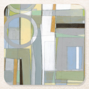 Colorful Abstract Geometric Shapes Square Paper Coaster