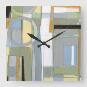 Colorful Abstract Geometric Shapes Square Wall Clock