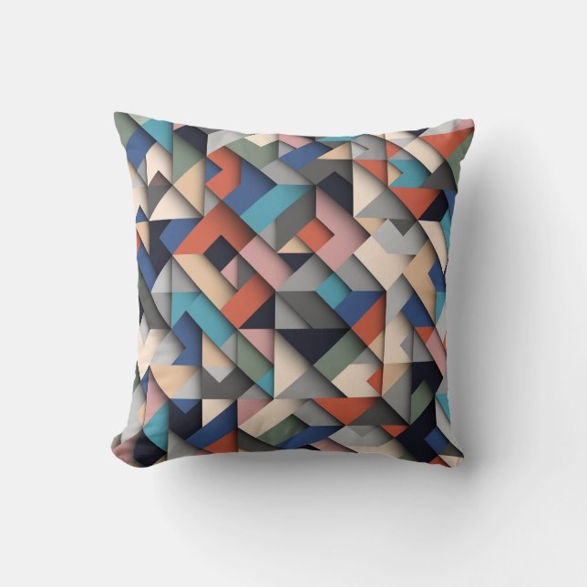 Colorful Abstract Geometric Shapes Throw Pillow (Front)