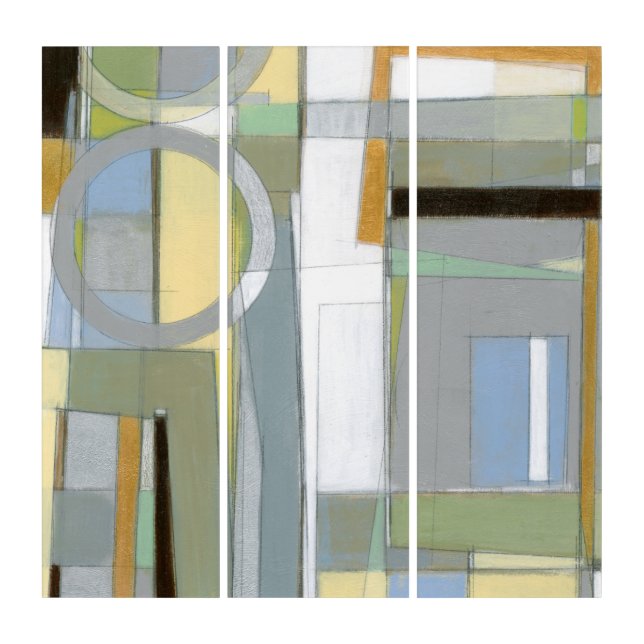 Colorful Abstract Geometric Shapes Triptych (Front)