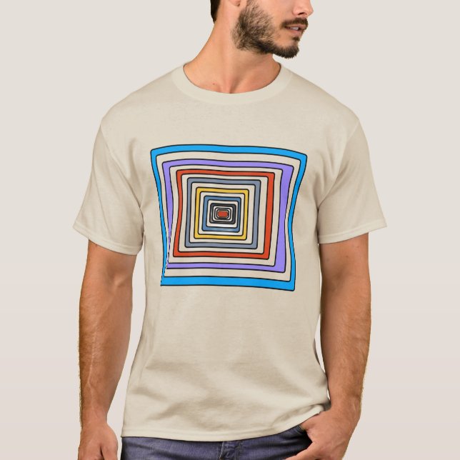 Colorful Abstract Geometric Square Pattern T-Shirt (Front)