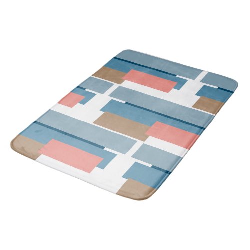 Colorful Abstract Geometric Stripes Art Pattern Bath Mat