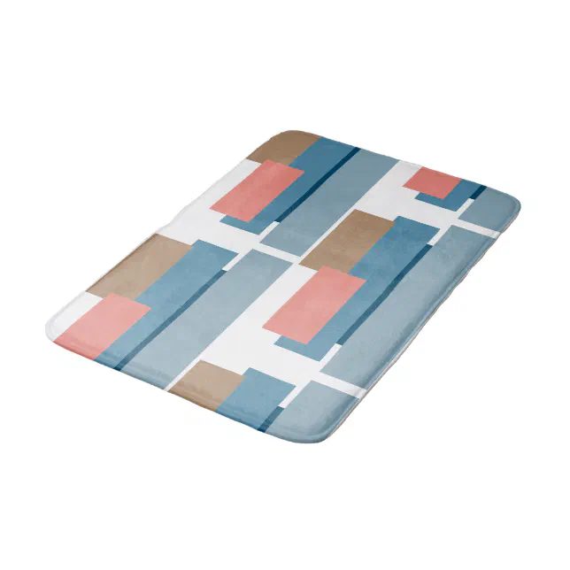 Colorful Abstract Geometric Stripes Art Pattern Bath Mat | Zazzle