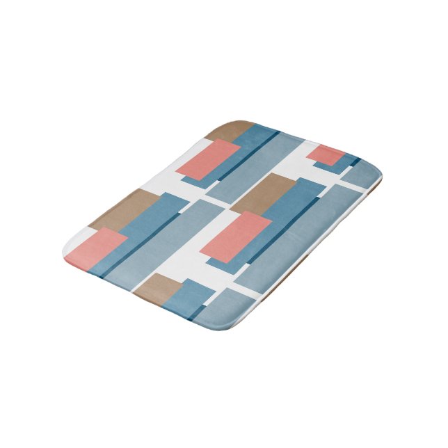 Colorful Abstract Geometric Stripes Art Pattern Bath Mat (Angled)