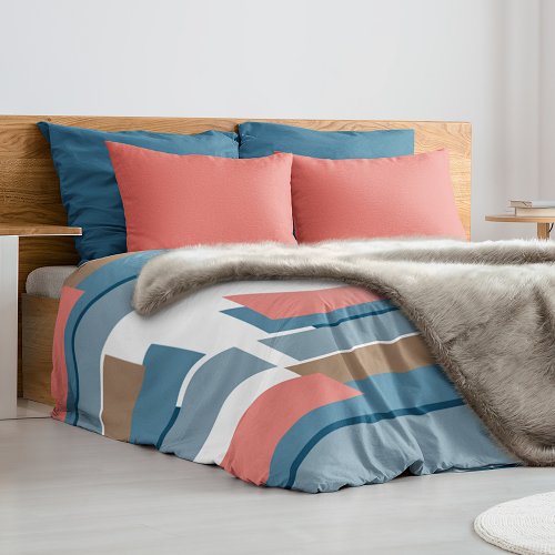 Colorful Abstract Geometric Stripes Art Pattern Duvet Cover