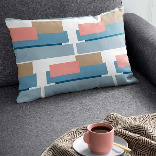 Colorful Abstract Geometric Stripes Art Pattern Lumbar Pillow