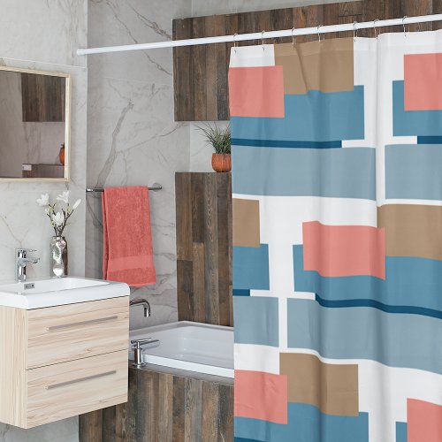 Colorful Abstract Geometric Stripes Art Pattern Shower Curtain