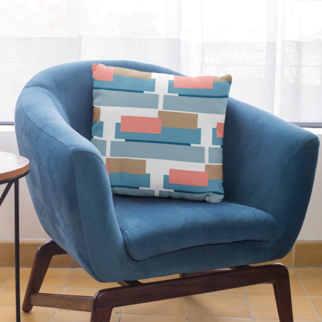 Colorful Abstract Geometric Stripes Art Pattern Throw Pillow (Creator Uploaded)