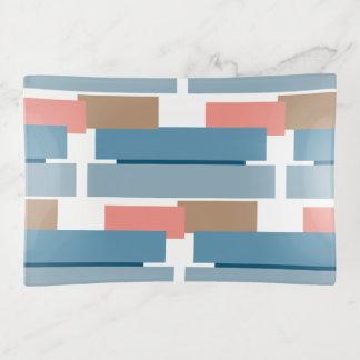 Colorful Abstract Geometric Stripes Art Pattern Trinket Tray