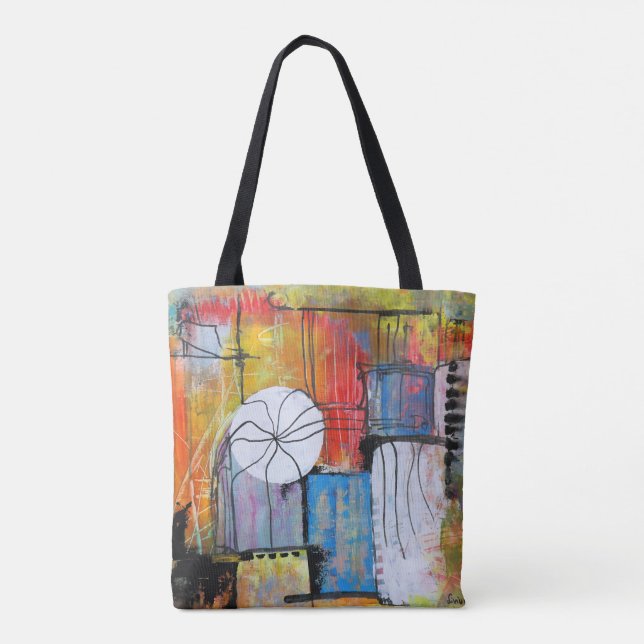 Colorful Abstract Geometric Tote Bag (Back)