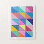 Colorful Abstract Geometric Triangle Patchwork Jigsaw Puzzle<br><div class="desc">This fun artwork features an abstract patchwork triangles in a colorful palette of blue,  pink,  purple,  yellow,  and more.</div>