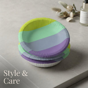 Colorful Abstract Geometric Wave Paper Bowl