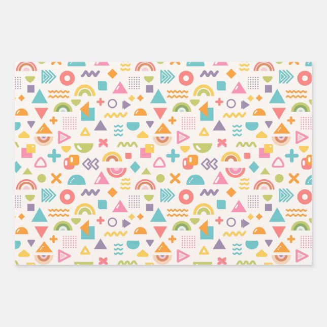 Colorful Abstract Geometric Wrapping Paper Set (Front 3)
