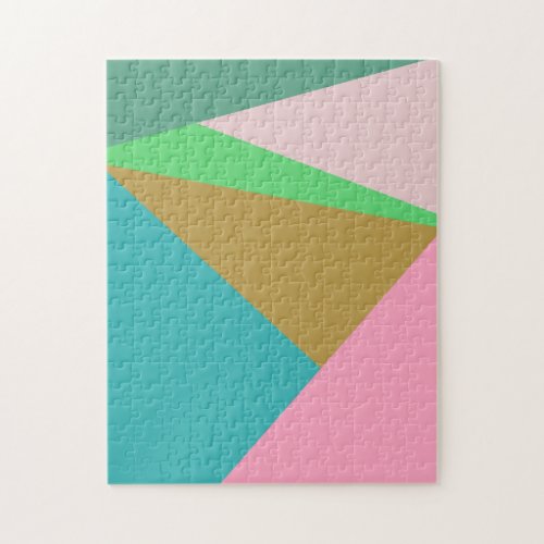 Colorful Abstract Geometry Color Block Triangles Jigsaw Puzzle