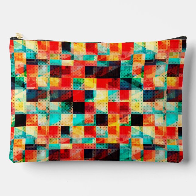 Colorful abstract geomtric bright element design accessory pouch (Front)