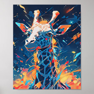 Colorful Abstract Giraffe Art Poster