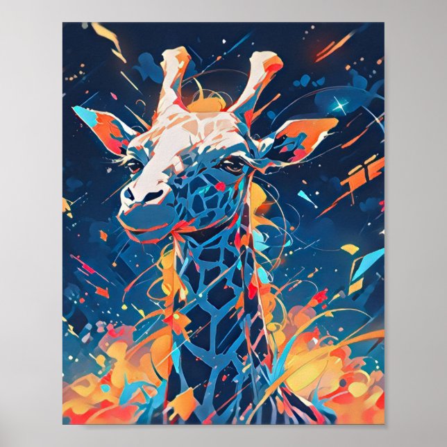 Colorful Abstract Giraffe Art Poster (Front)