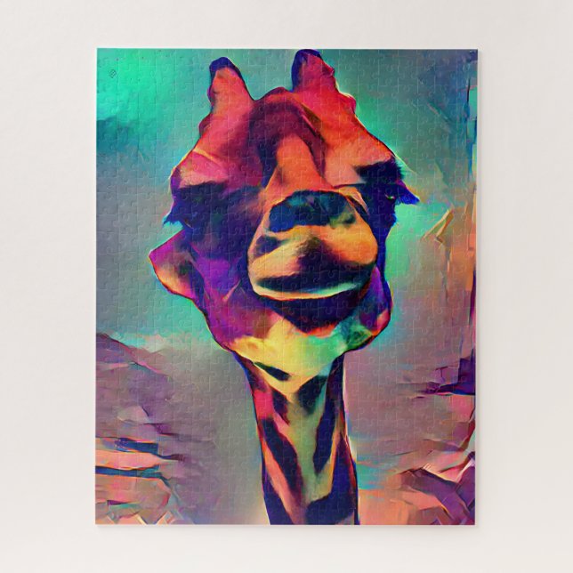 Colorful Abstract Giraffe | Hard Difficult Jigsaw Puzzle (Vertical)
