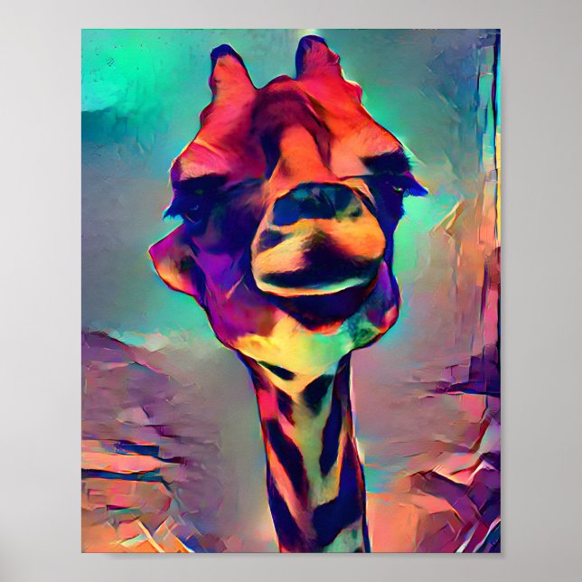 Colorful Abstract Giraffe Poster (Front)