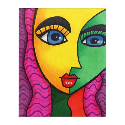 Colorful Abstract Girl Face Acrylic Print
