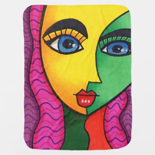 Colorful Abstract Girl Face Baby Blanket