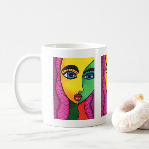 Colorful Abstract Girl Face Coffee Mug