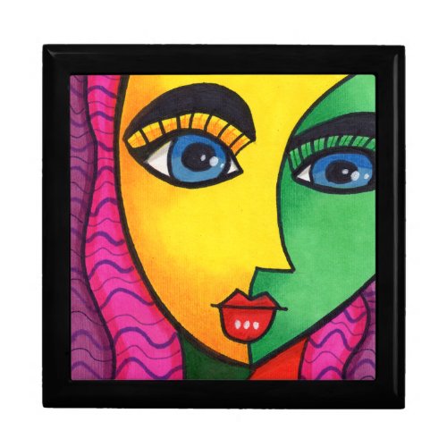 Colorful Abstract Girl Face Gift Box