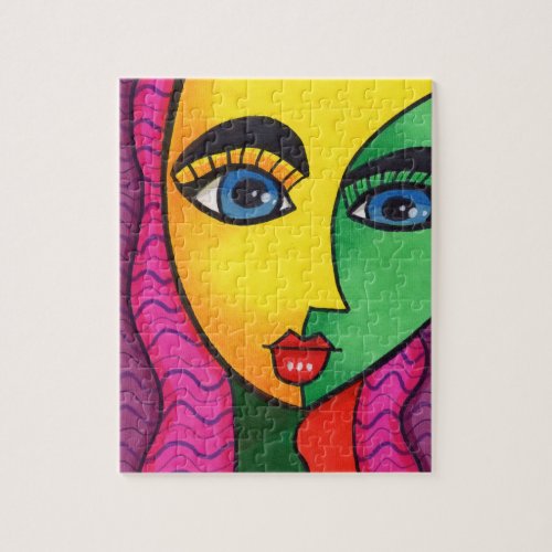 Colorful Abstract Girl Face Jigsaw Puzzle
