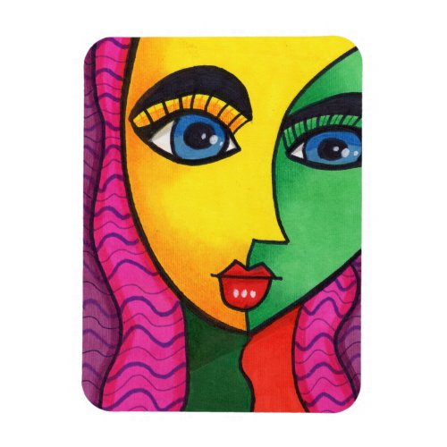 Colorful Abstract Girl Face Magnet