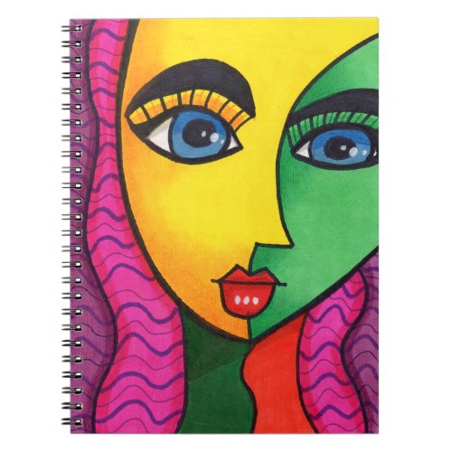Colorful Abstract Girl Face Notebook