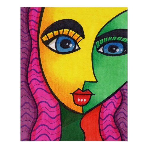 Colorful Abstract Girl Face Poster