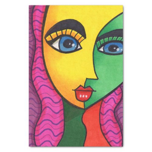 Colorful Abstract Girl Face Tissue Paper
