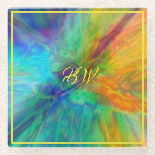 Colorful Abstract Glass Coaster (Front)