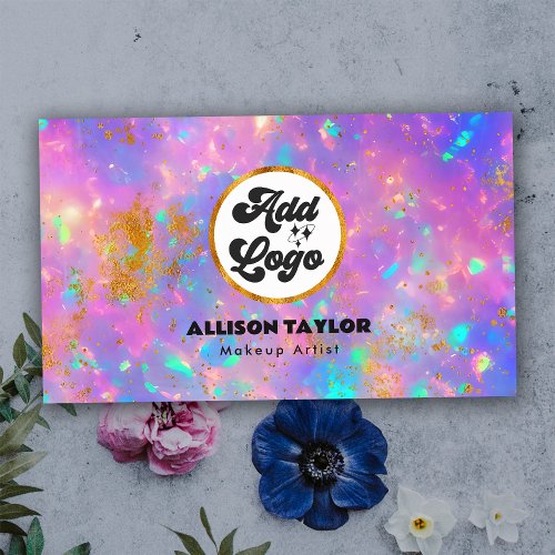 Colorful Abstract Gold Fire Opal Gemstone Add Logo Business Card