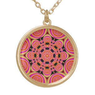 colorful abstract gold plated necklace