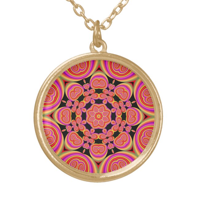 colorful abstract gold plated necklace (Front)