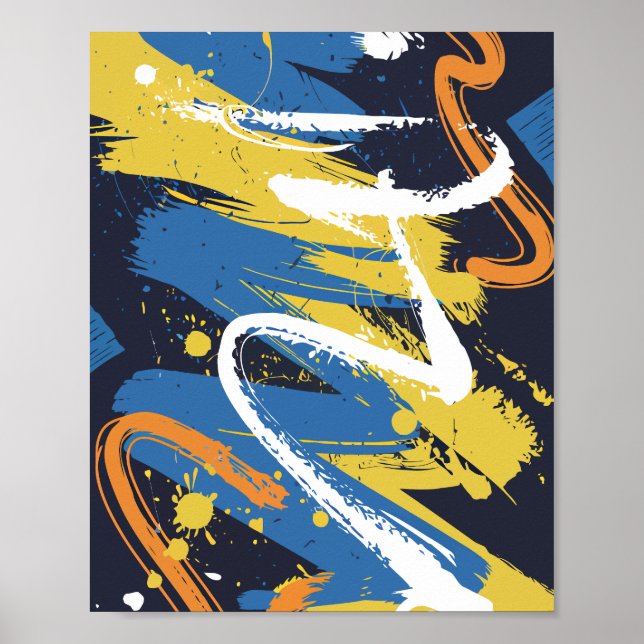 Colorful Abstract Graffiti Brush Strokes Poster (Front)