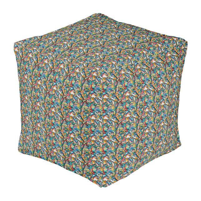 Colorful Abstract Graffiti Design Pouf (Angled Front)
